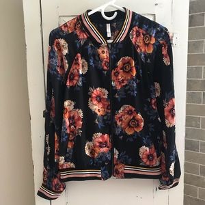 Xhilaration Floral Bomber Jacket Size M